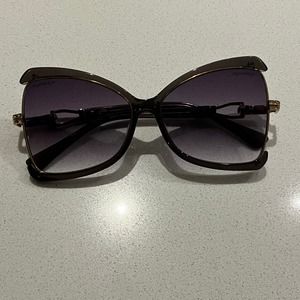 Chanel Women Purple Ombre Diamond‎ Sides Large Lens Sunglasses Oversized